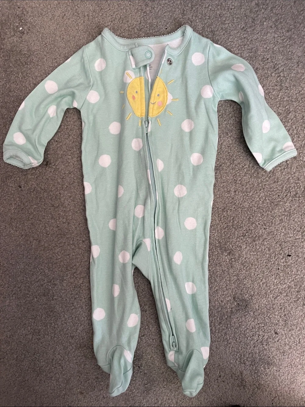 Carter's Mint Polka Dot Footed One-Piece with Sun